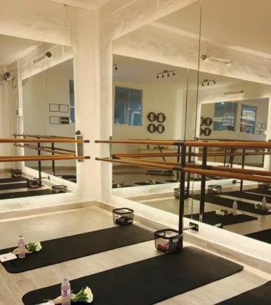 Salón de Barré con mats y barras